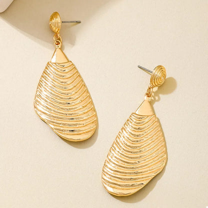 18K Gold-Plated Textured Dangle Earrings