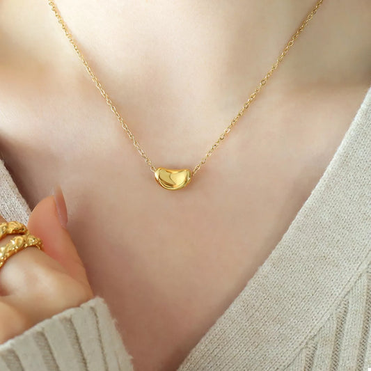 18K Gold-Plated Bean Pendant Necklace