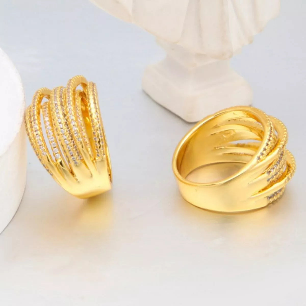 18K Gold-Plated Multi-Row Ring