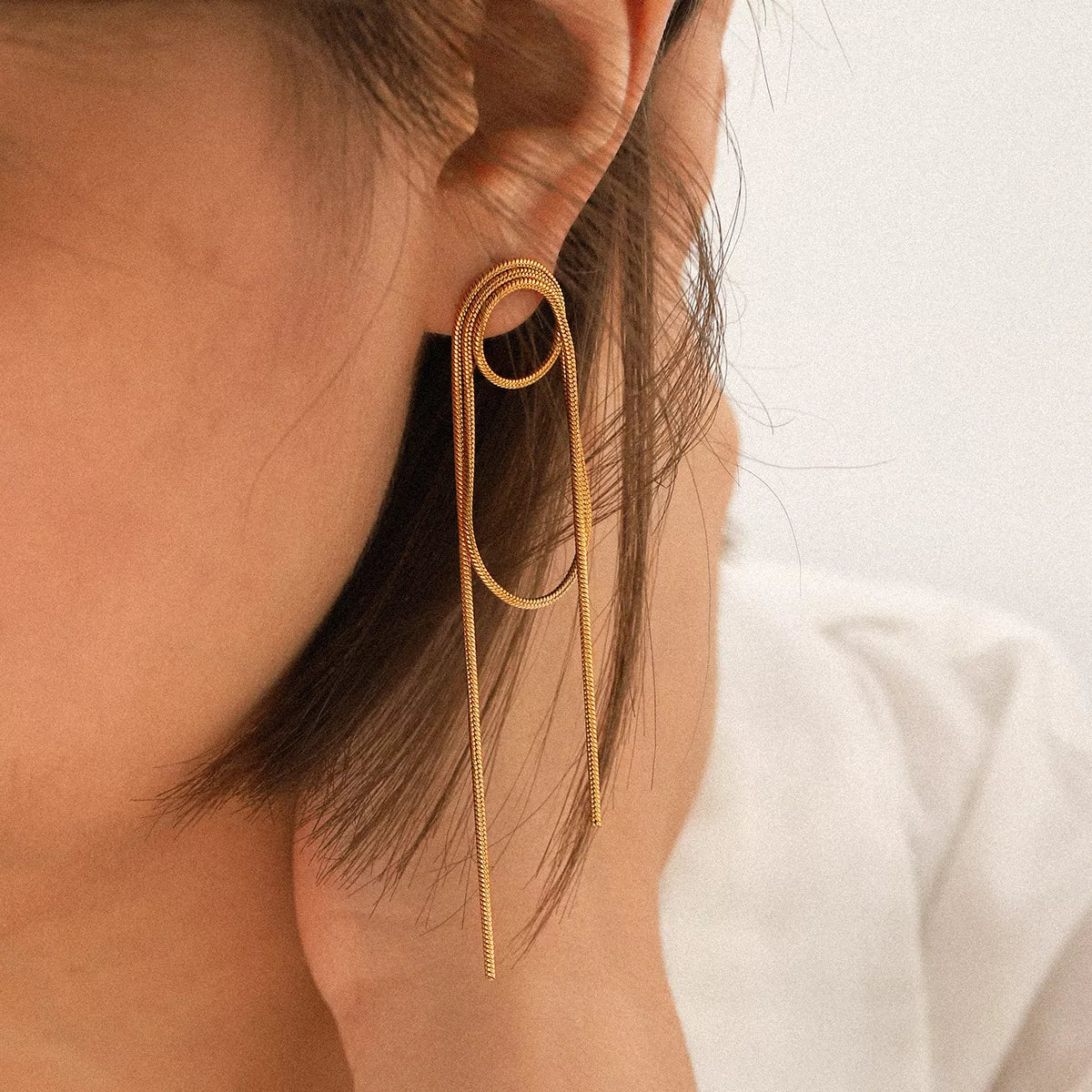 18K Gold-Plated Hoop Chain Earrings