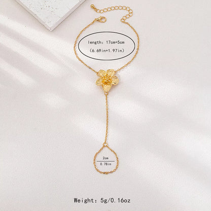 18K Gold-Plated Chain Flower Bracelet