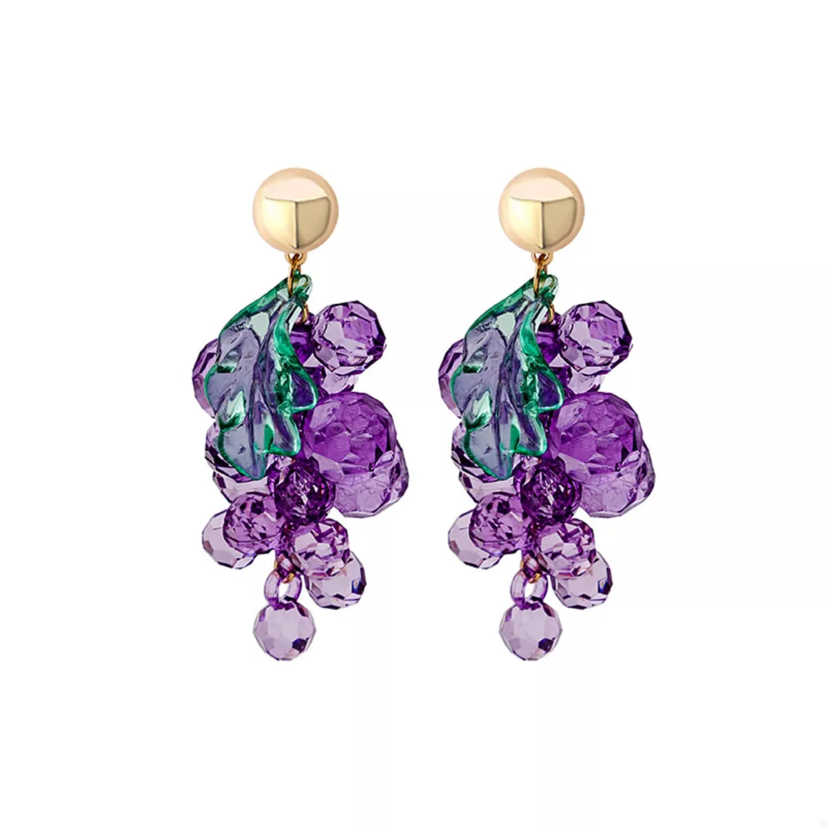 Grape Cluster Beaded Dangle Earrings