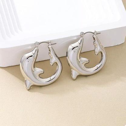 18K Gold-Plated Dolphin Hoop Earrings