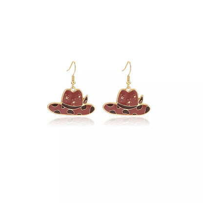 Cowboy Hat & Bottle Dangle Earrings