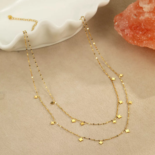 18K Gold-Plated Layered Star Charm Necklace