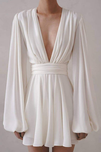 Amelia Deep V Neck Mini Dress
