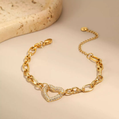 18K Gold-Plated Rhinestone Chain Bracelet