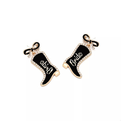 Cowgirl Boot Dangle Earrings with Bow