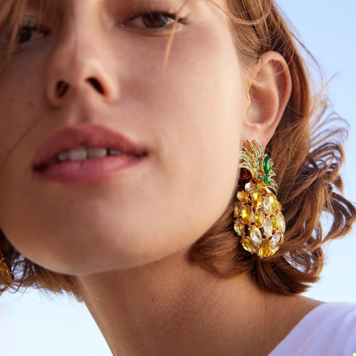Pineapple Rhinestone Dangle Earrings