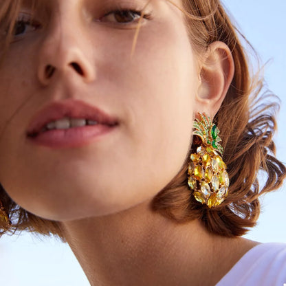 Pineapple Rhinestone Dangle Earrings