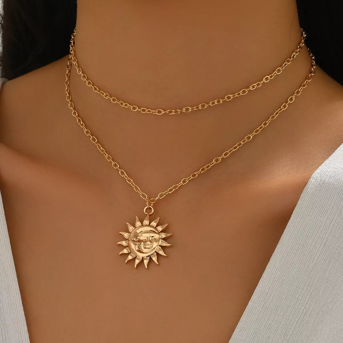 18K Gold-Plated Sunburst Pendant Necklace