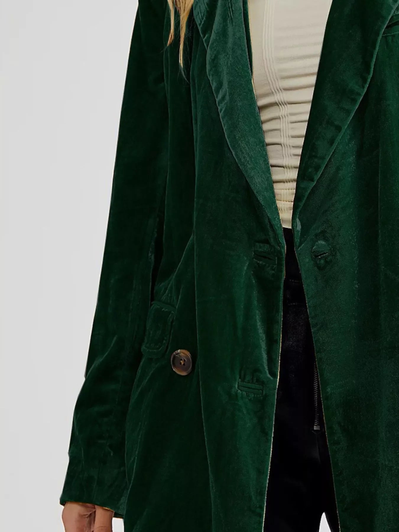 Lapel Collar Button Up Blazer