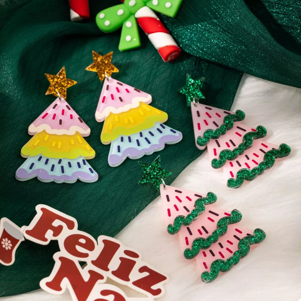 Christmas Tree Dangle Earrings
