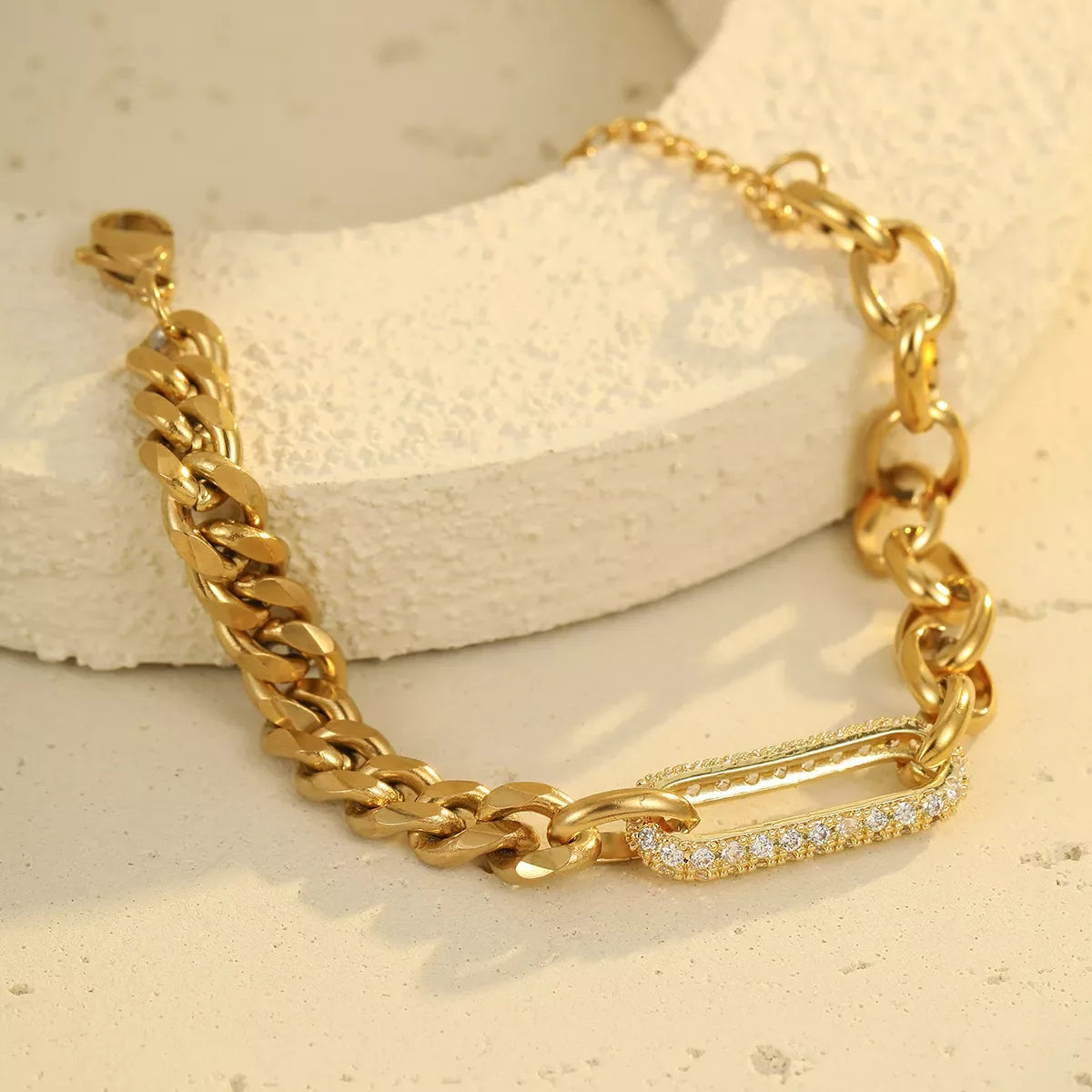 18K Gold-Plated Rhinestone Chain Bracelet