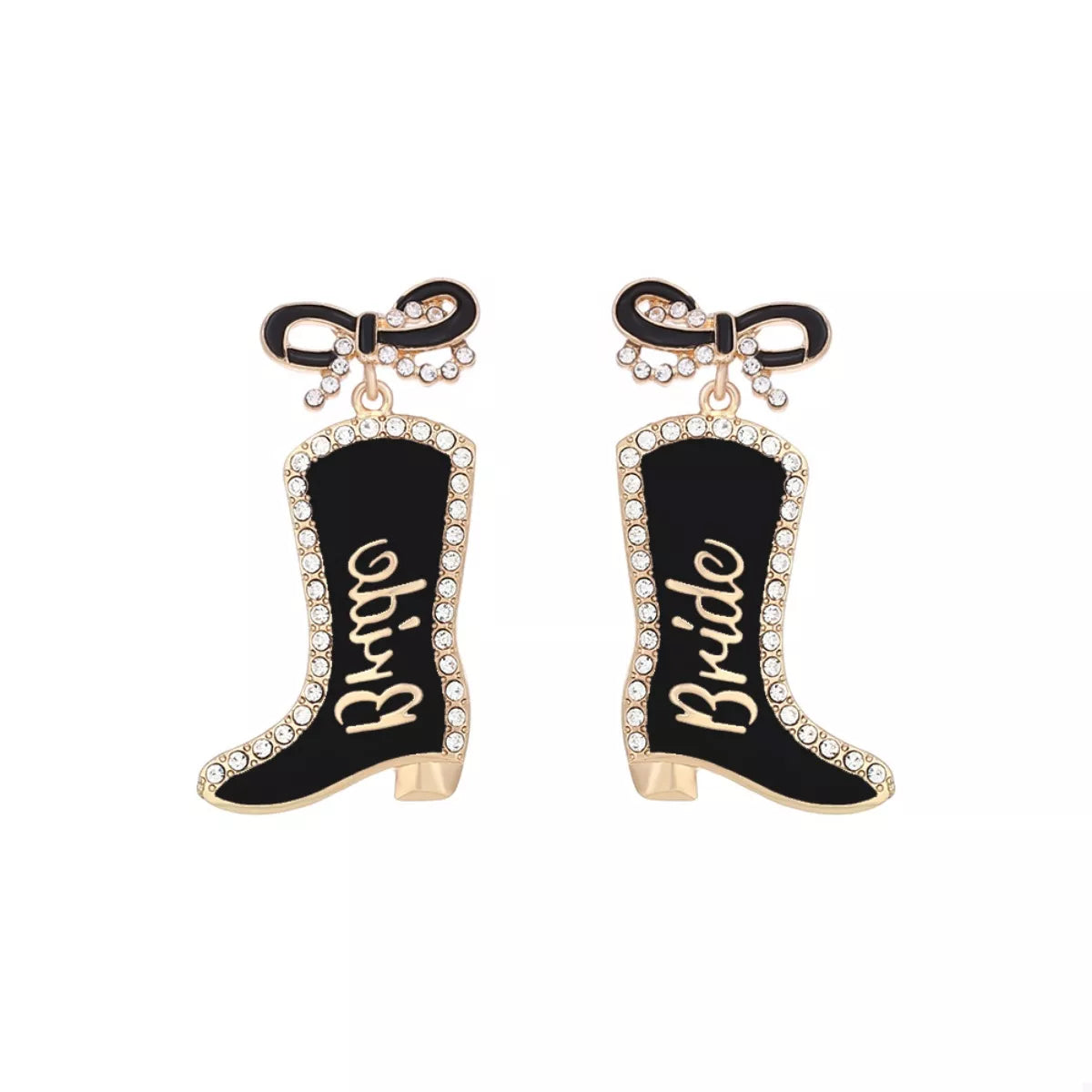 Cowgirl Boot Dangle Earrings with Bow