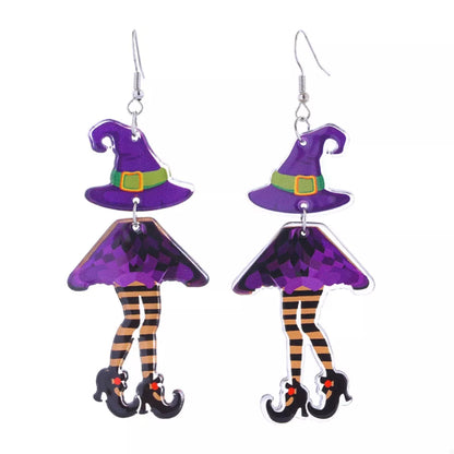 Halloween Witch Hat and Legs Dangle Earrings
