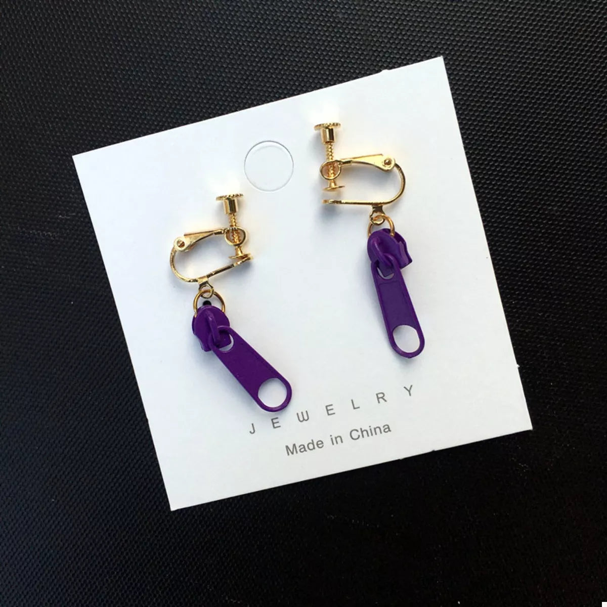 Zipper Dangle Clip-on Earrings