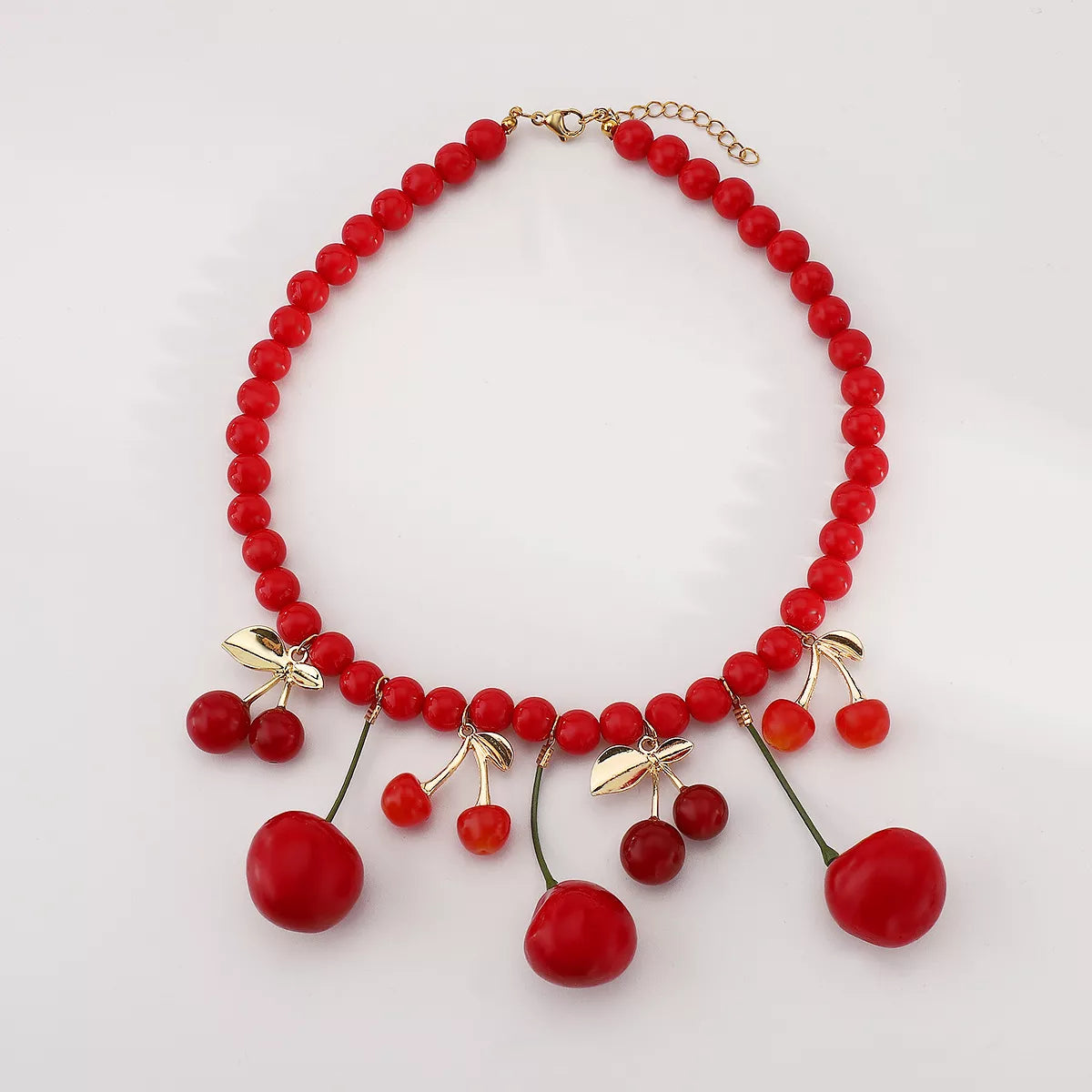 Cherry Beaded Charm Necklace