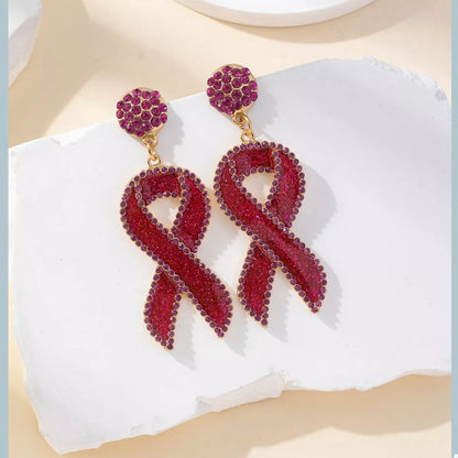 Rhinestone Ribbon Drop Earrings