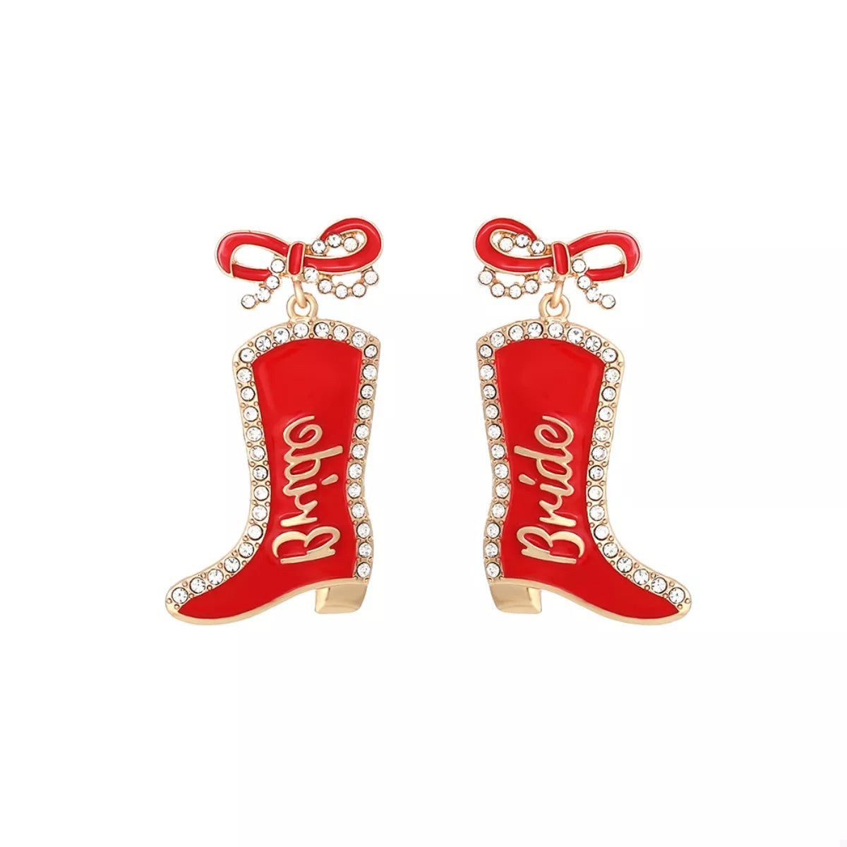 Cowgirl Boot Dangle Earrings with Bow