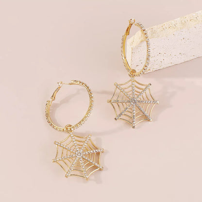 Spider Web Dangle Hoop Earrings