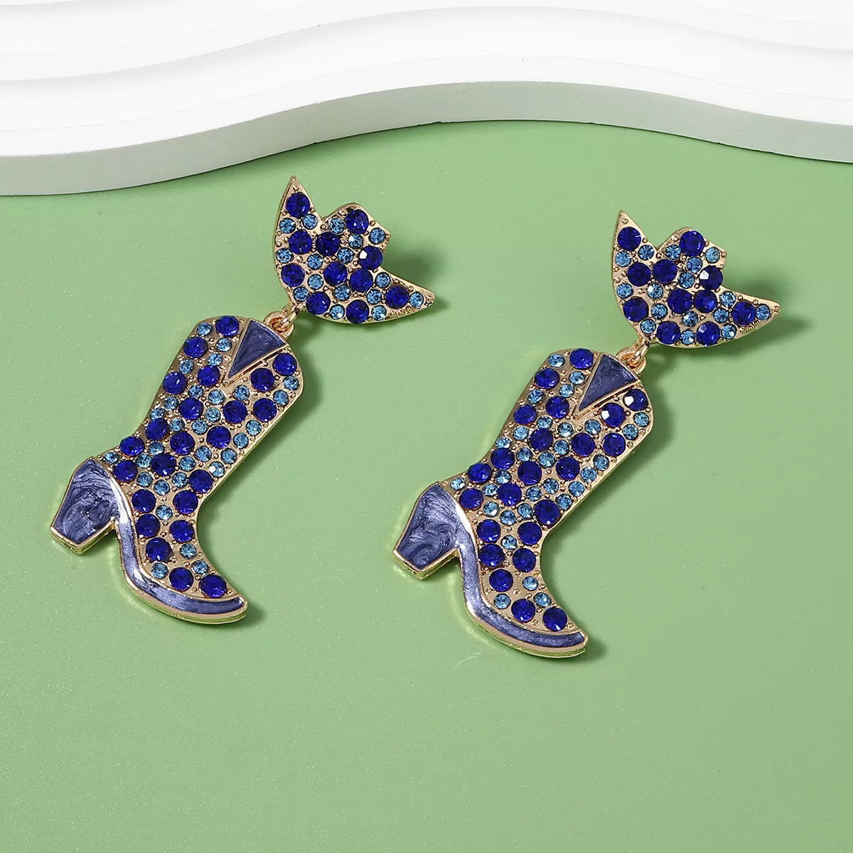 Rhinestone Cowboy Boot Dangle Earrings