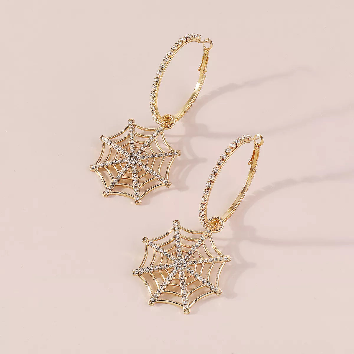 Spider Web Dangle Hoop Earrings