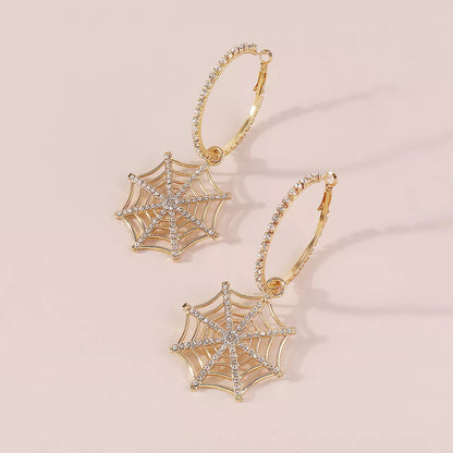 Spider Web Dangle Hoop Earrings