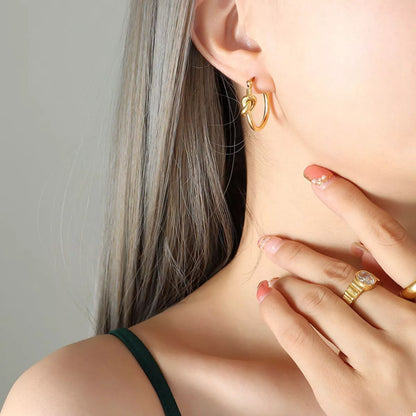 Golden Knot Hoop Earrings