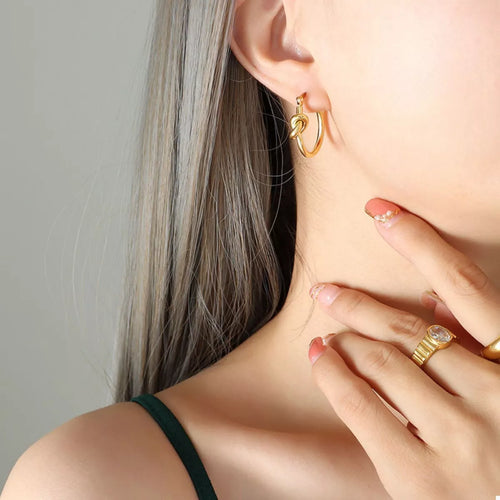 Golden Knot Hoop Earrings