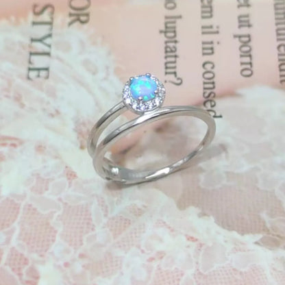 925 Sterling Silver Opal Ring