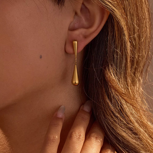 18K Gold-Plated Teardrop Drop Earrings
