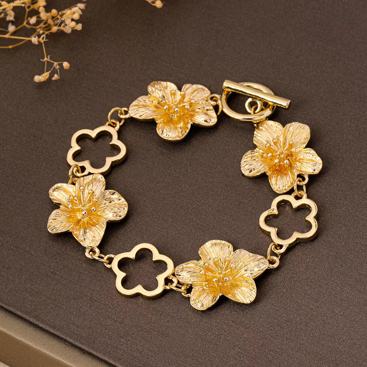 18K Gold-Plated Flower Bracelet