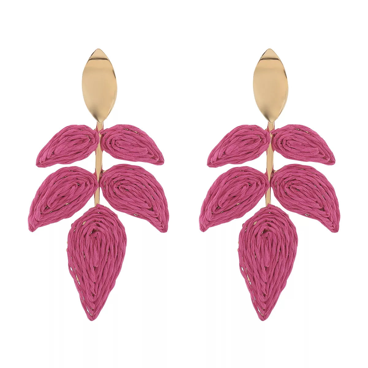 Rattan Woven Leaf Dangle Earrings