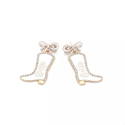 Cowgirl Boot Dangle Earrings with Bow