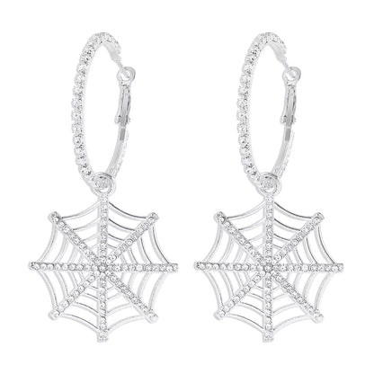 Spider Web Dangle Hoop Earrings