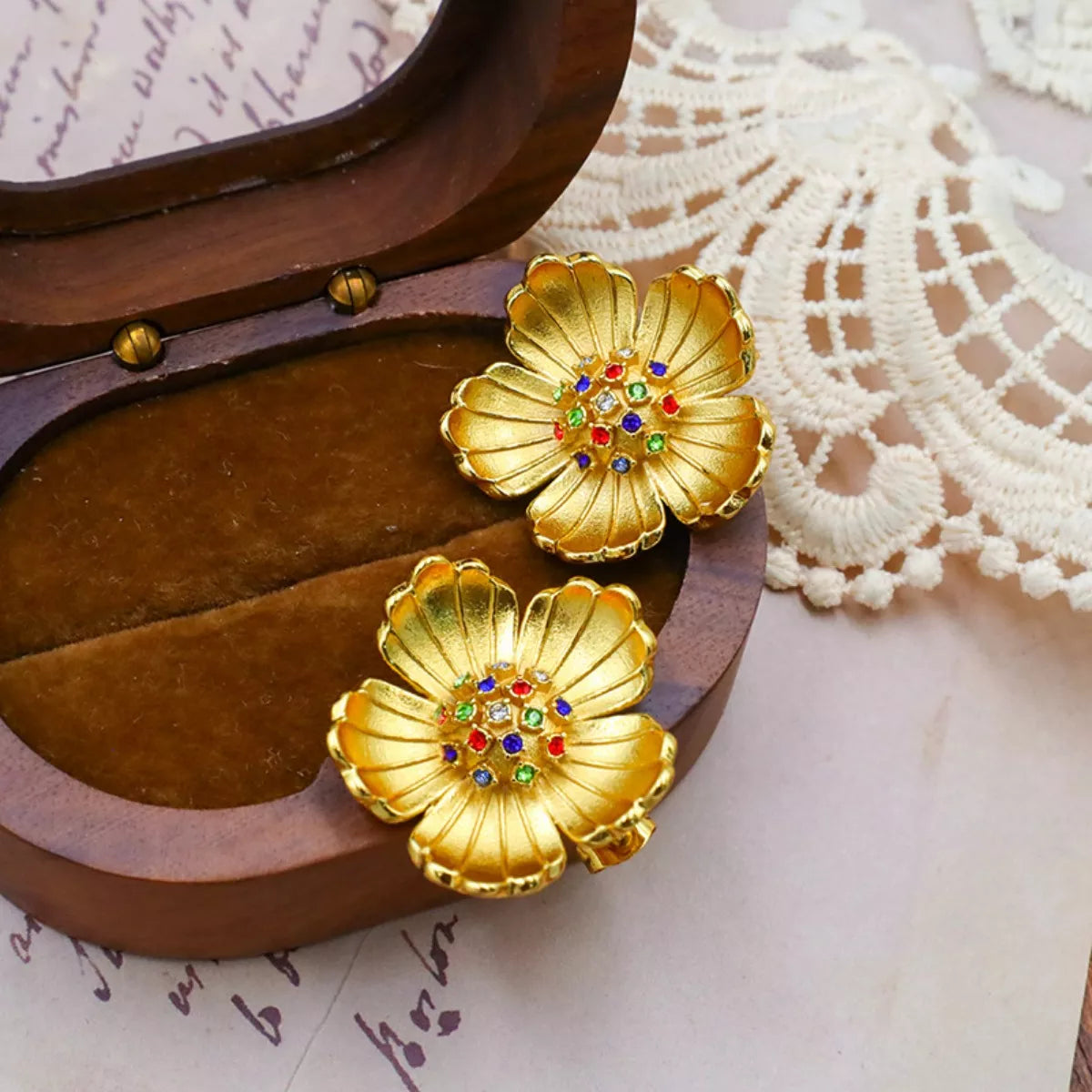 18K Gold-Plated Flower Earrings