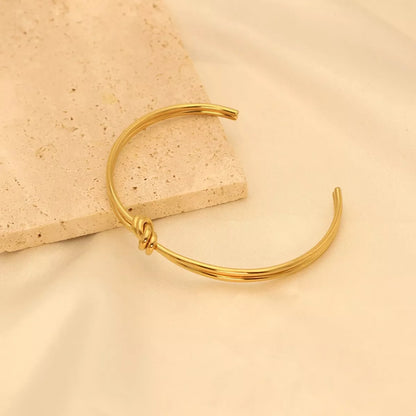 18K Gold-Plated Knot Open Bracelet