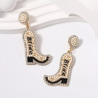 Bride Boot Dangle Earrings