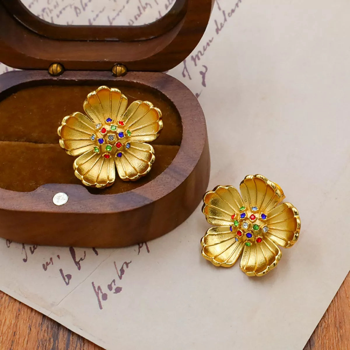 18K Gold-Plated Flower Earrings