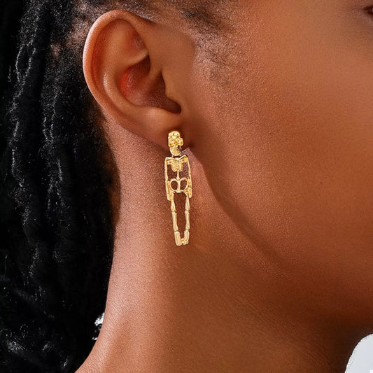 Halloween 18K Gold-Plated Skeleton Earrings
