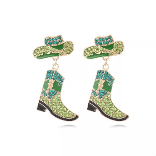 Cowboy Hat and Boot Dangle Earrings