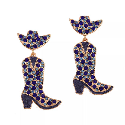 Rhinestone Cowboy Boot Dangle Earrings