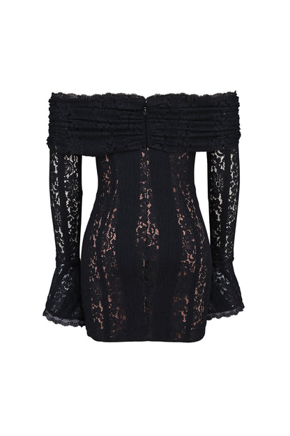 Emma Off Shoulder Floral Lace Mini Dress
