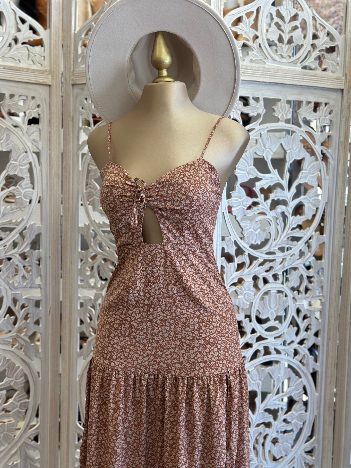 Brown Floral Maxi Dress